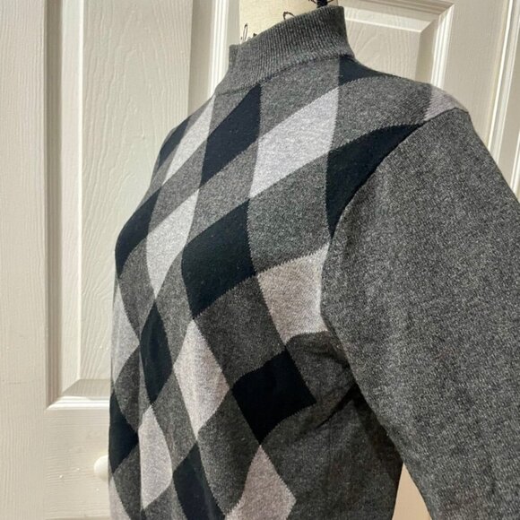 GAO YUN XIANG CASHMERE SWEATER SZ M GRANDPA ARGYLE MOCK NECK DARK ACADEMIA - Picture 8 of 16